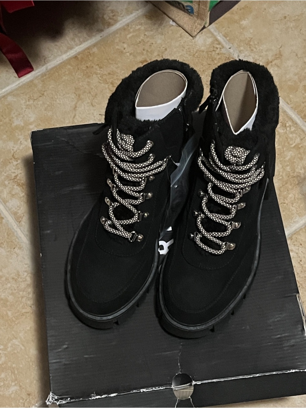 Torrid Black Women's Lug-Sole Winter Boots with Faux Fur